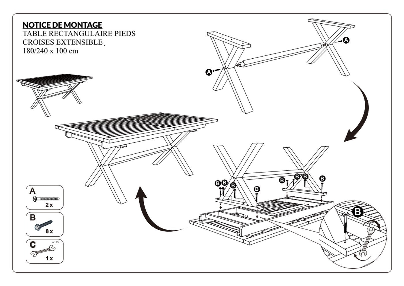 Fun - Table De Jardin 8/10 Pers - Marron