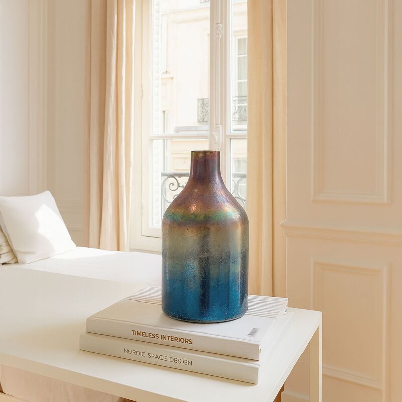Sunset - Vase Aux Nuances Bleuté Et Rosé - Verre