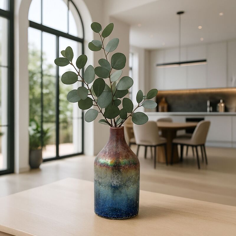 Sunset - Vase Aux Nuances Bleuté Et Rosé - Verre