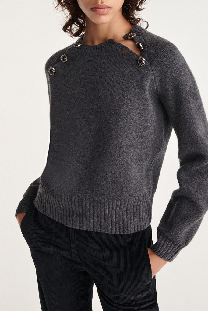 The Kooples - Pull Col Rond A Ouvertures Sur Les Epaules Et Boutons - Femme