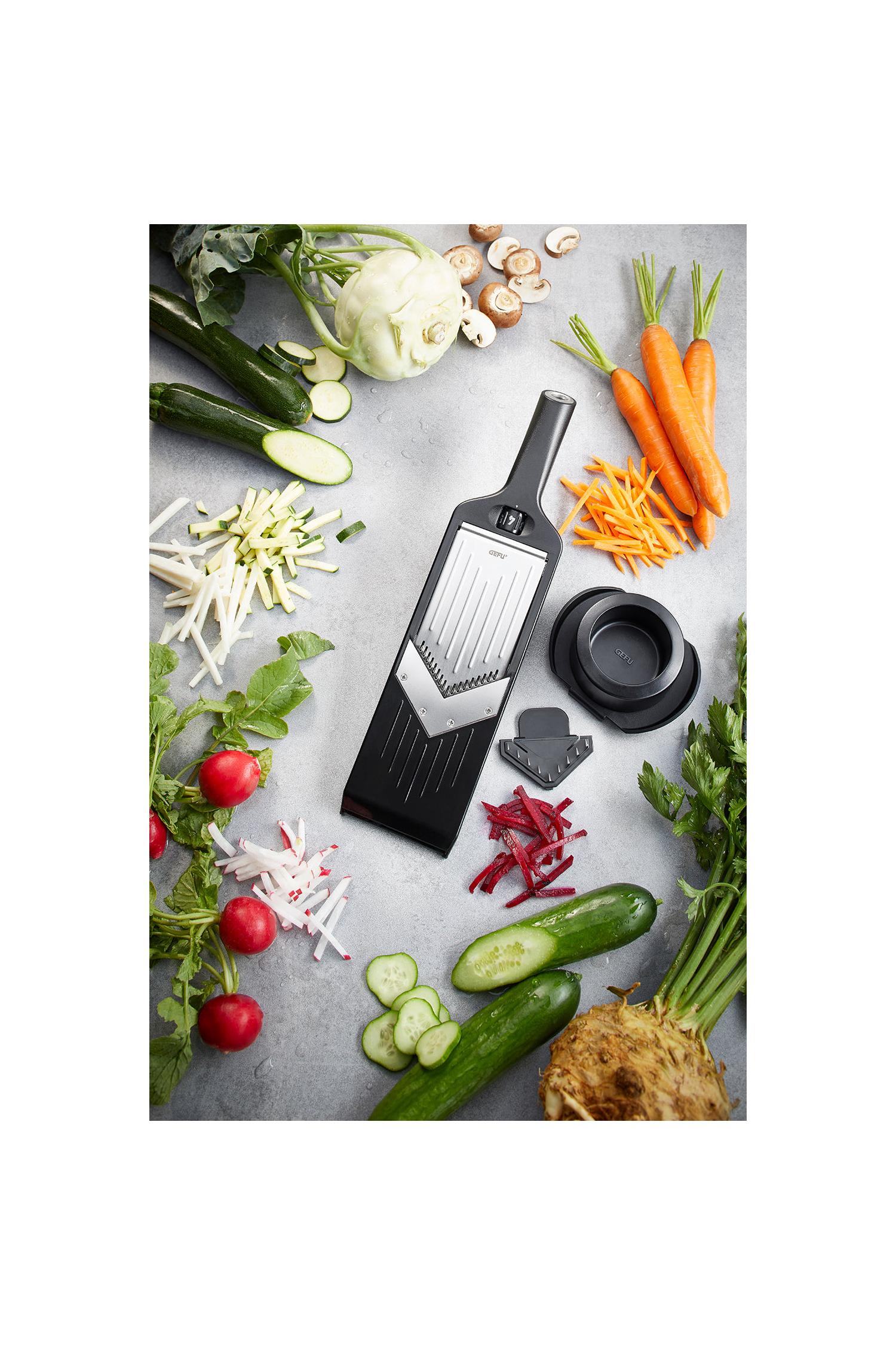 Violi® 2.0 - Mandoline Multifonctions En Julienne - Noir/Argent