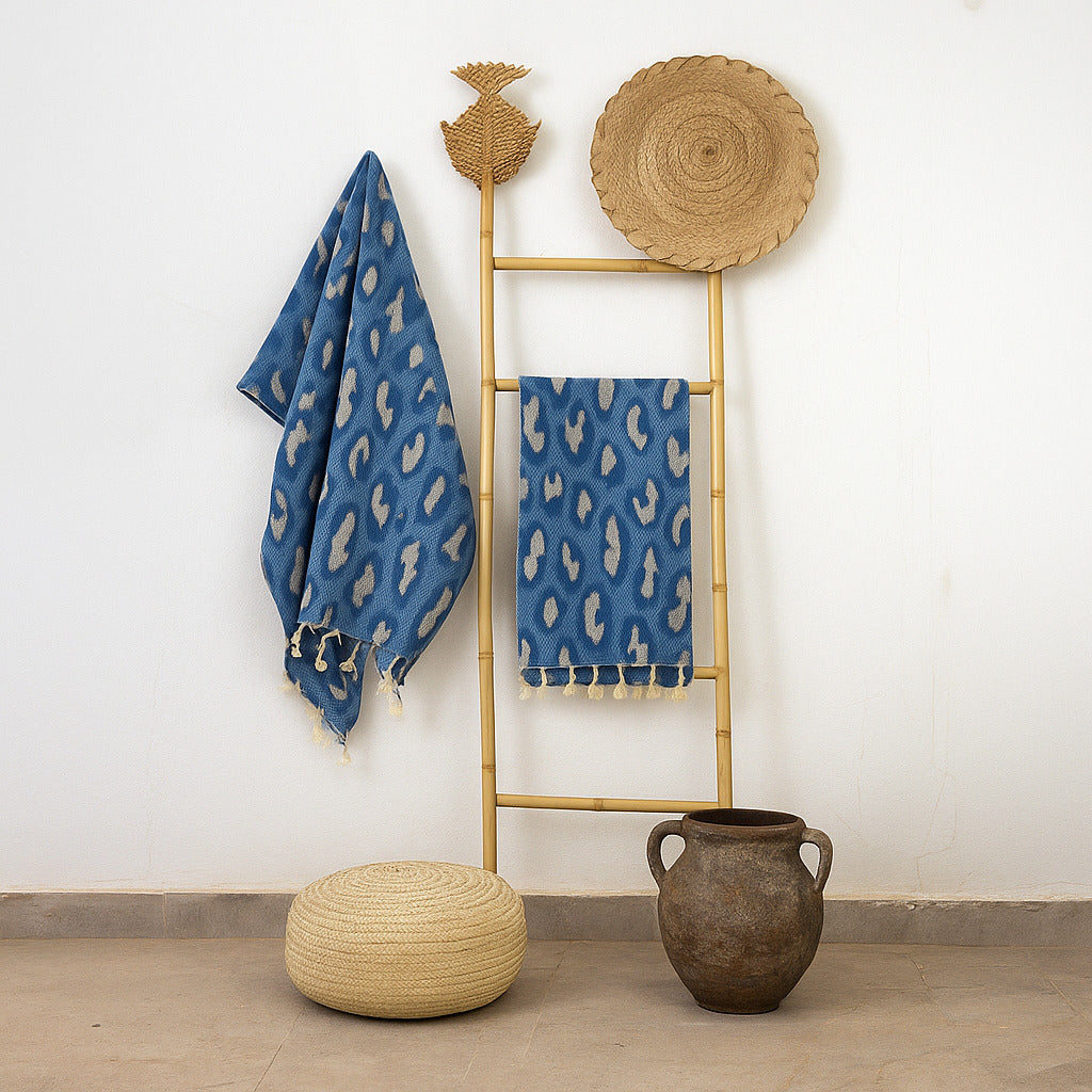 Leopard - Fouta Jacquard - Bleu