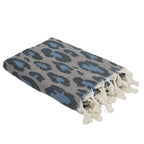 Leopard - Fouta Jacquard - Taupe/Bleu