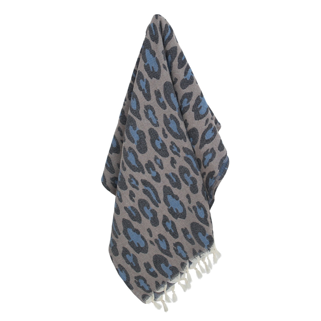 Leopard - Fouta Jacquard - Taupe/Bleu
