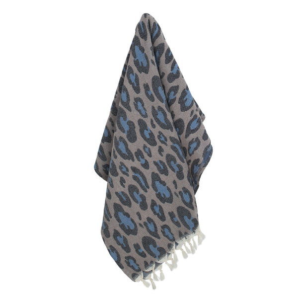 Leopard - Fouta Jacquard - Taupe/Bleu