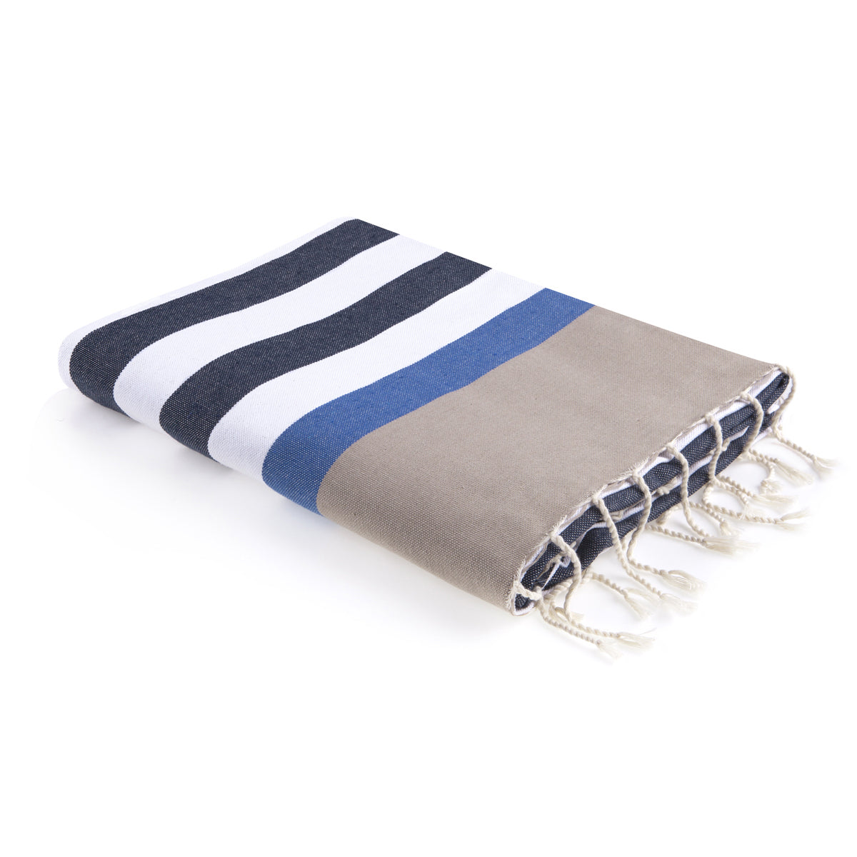 Arcachon - Fouta Tricolore - Bleu Jean/Bleu Grec