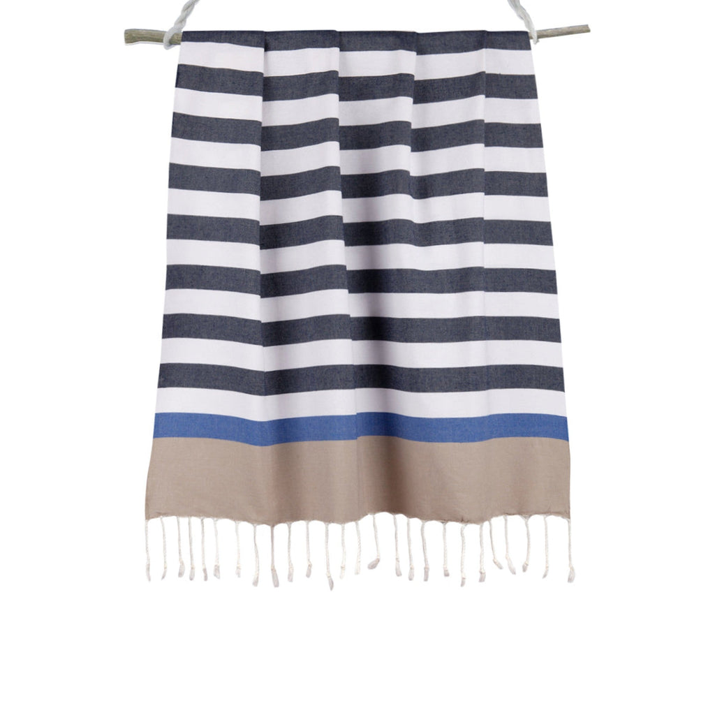 Arcachon - Fouta Tricolore - Bleu Jean/Bleu Grec