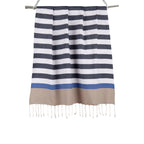 Arcachon - Fouta Tricolore - Bleu Jean/Bleu Grec