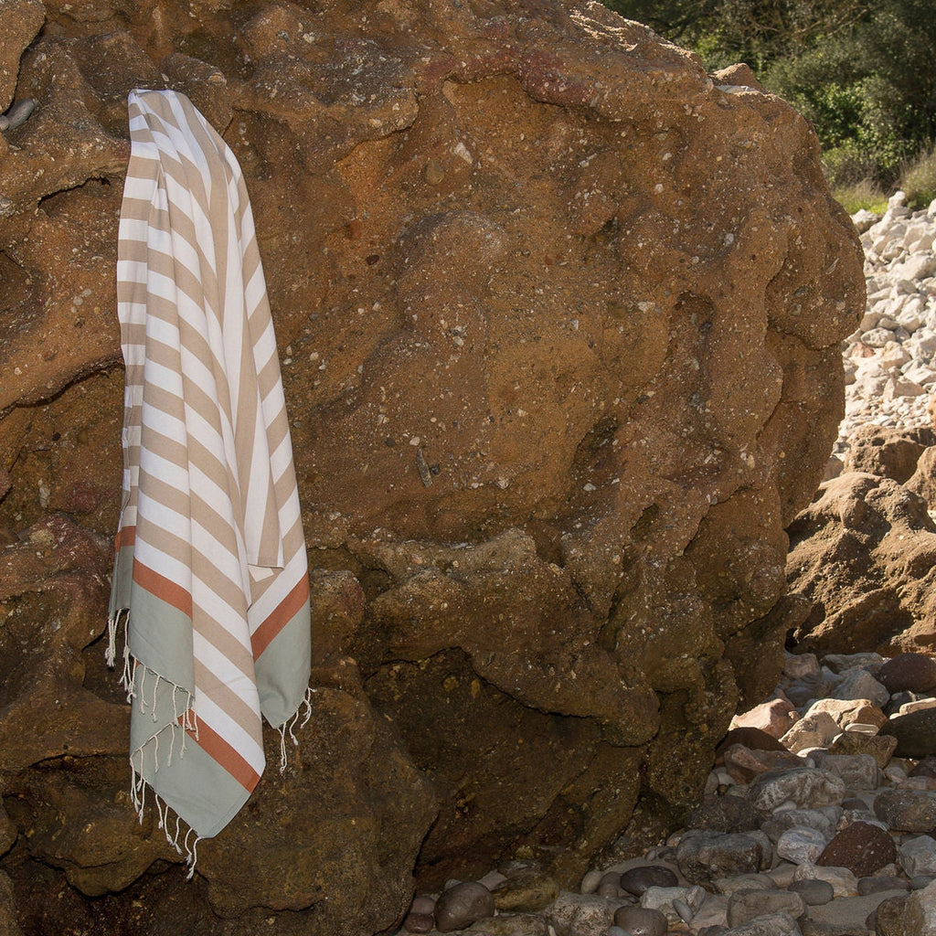 Arcachon - Fouta Tricolore - Beige/Terracotta