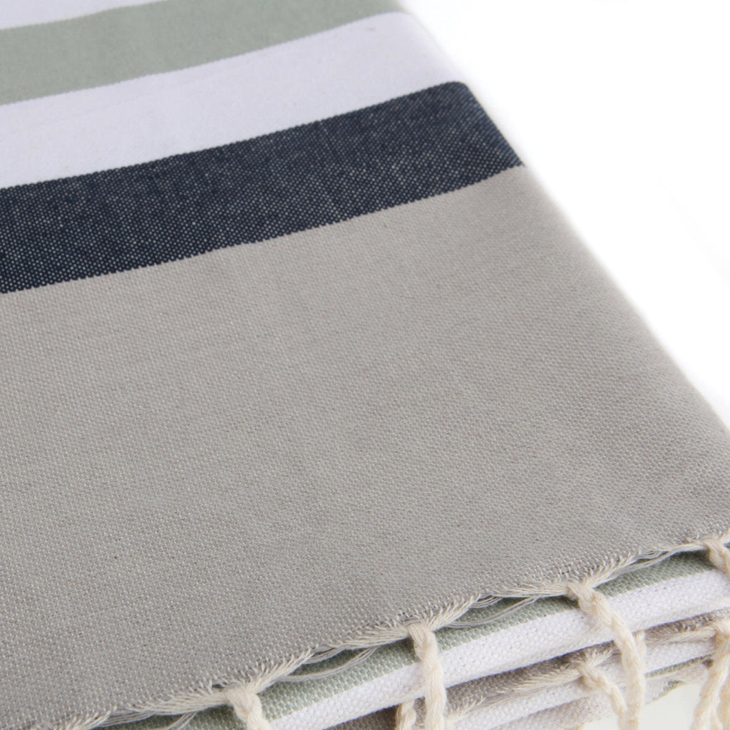 Arcachon - Fouta Tricolore - Eau De Nil/Bleu Jean