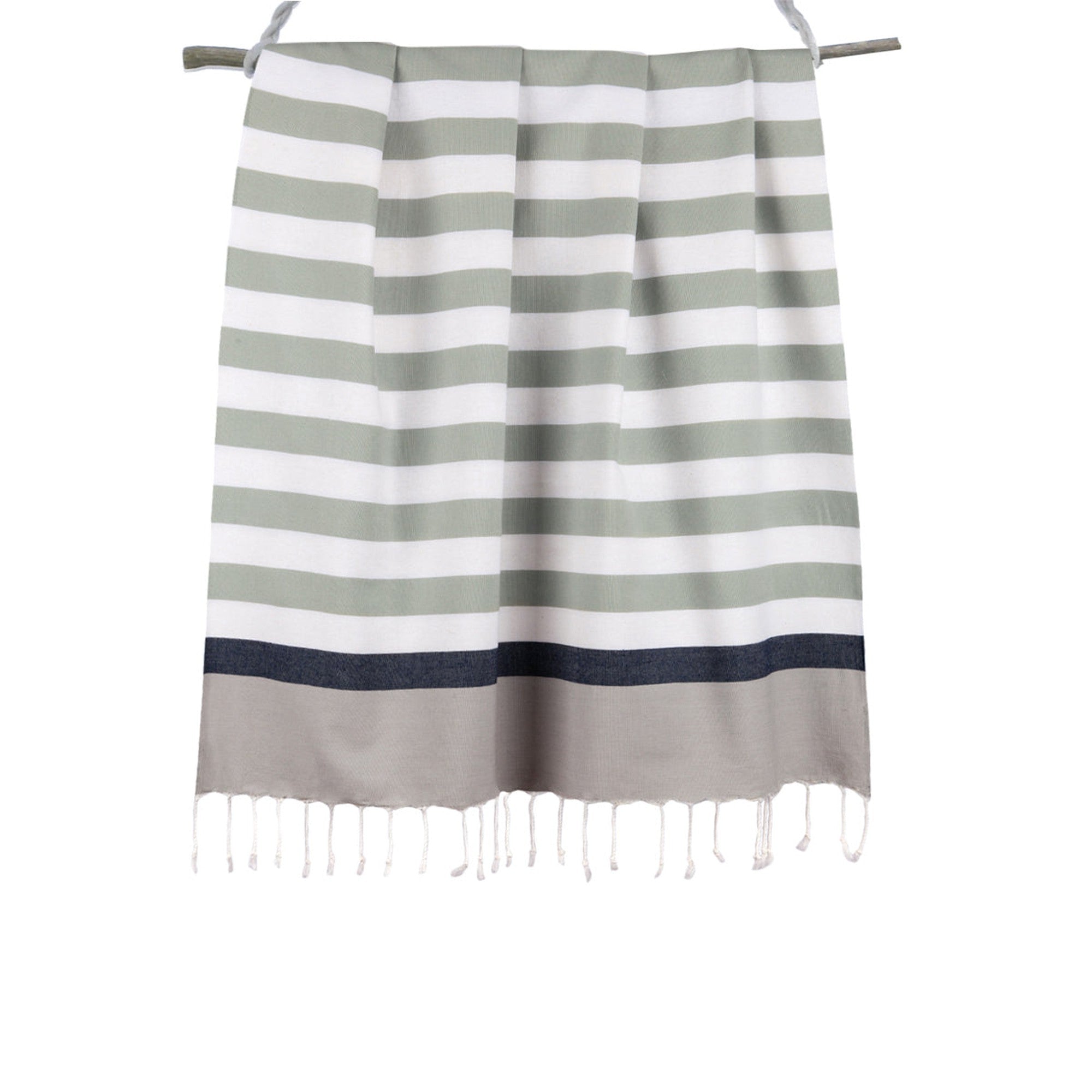 Arcachon - Fouta Tricolore - Eau De Nil/Bleu Jean