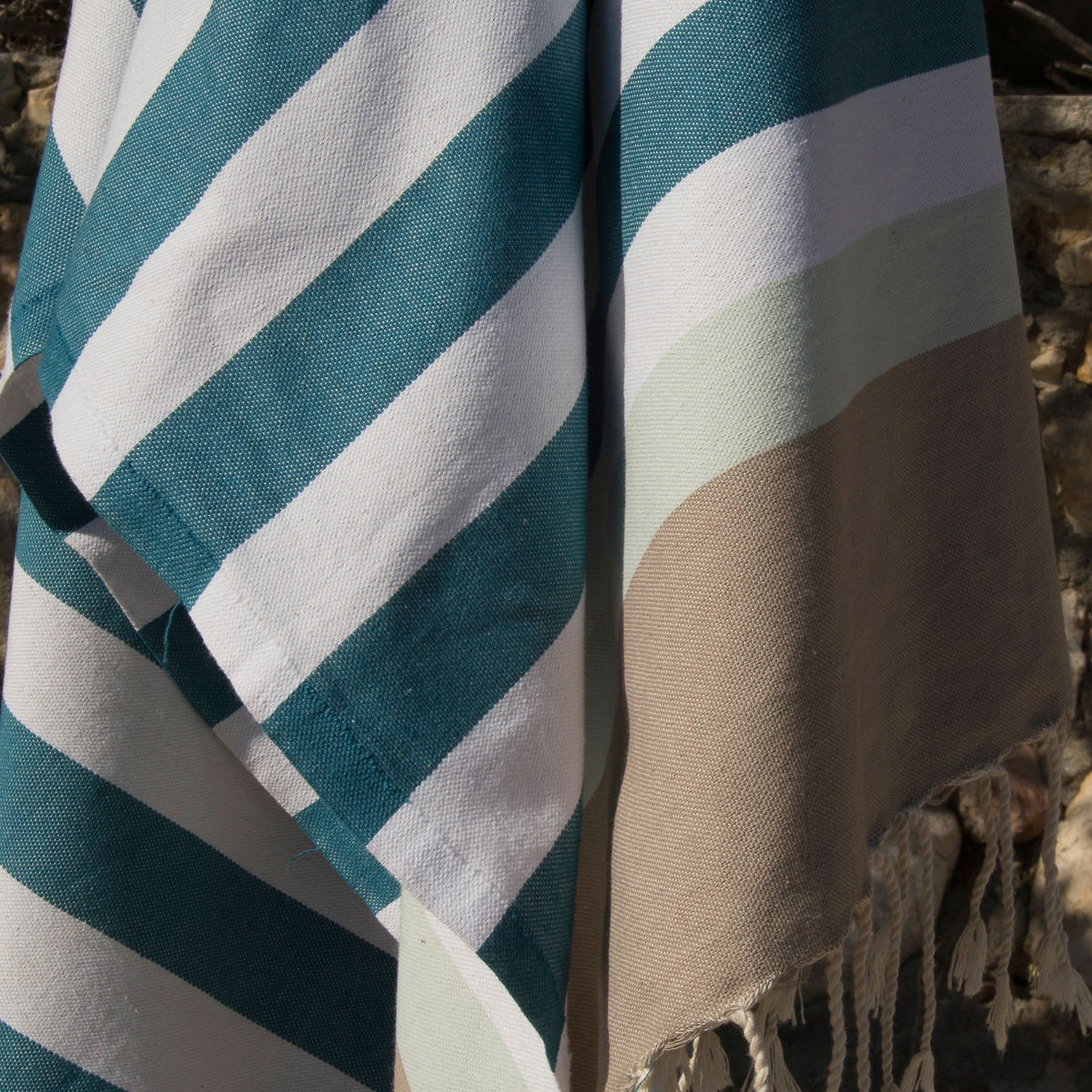 Arcachon - Fouta Tricolore - Vert Canard/Vert D'Eau