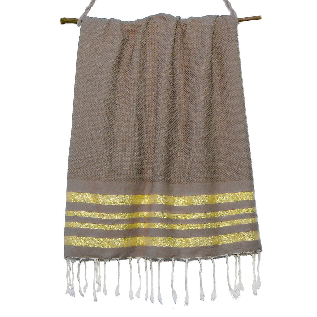 Hamptons - Fouta Nid D'Abeille - Moka/Or