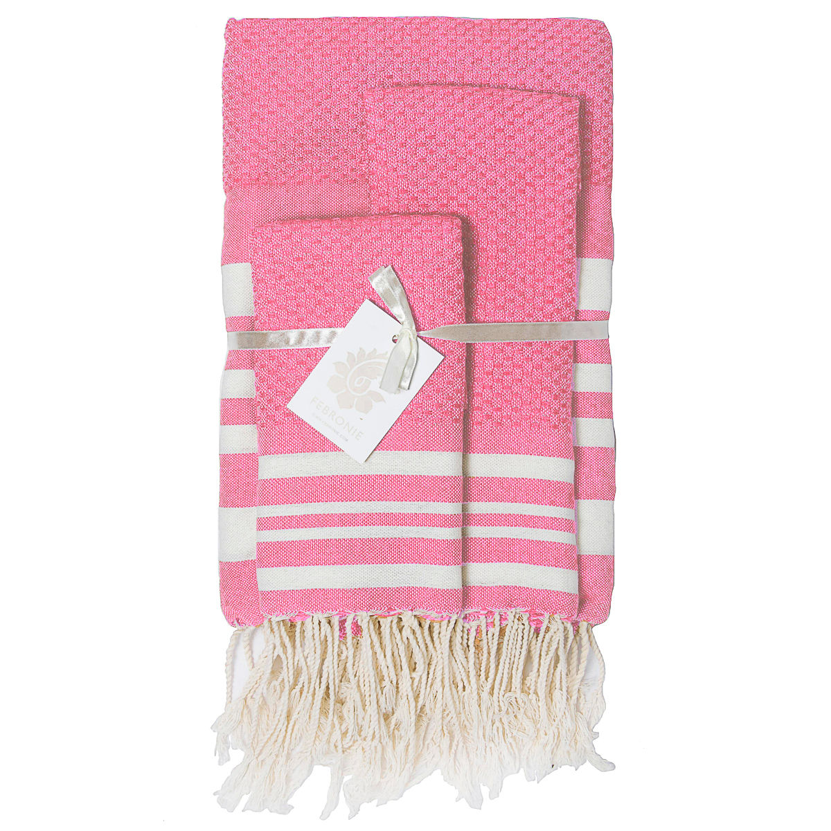 Hamptons - Foutas De Bain (1 Grande et 2 Petites) - Rose Malabar