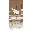 Hamptons - Foutas De Bain (1 Grande et 2 Petites) - Moka/Blanc