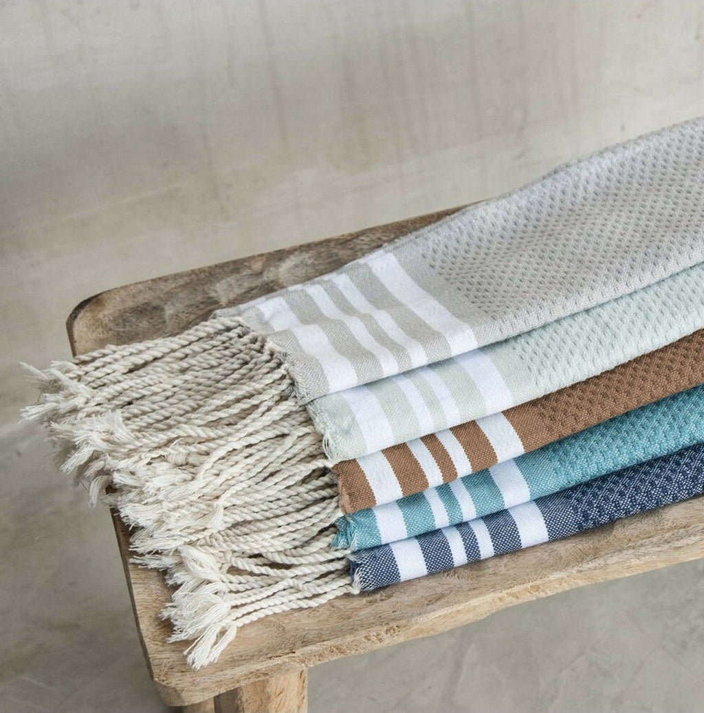 Hamptons - Foutas De Bain (1 Grande et 2 Petites) - Moka/Blanc