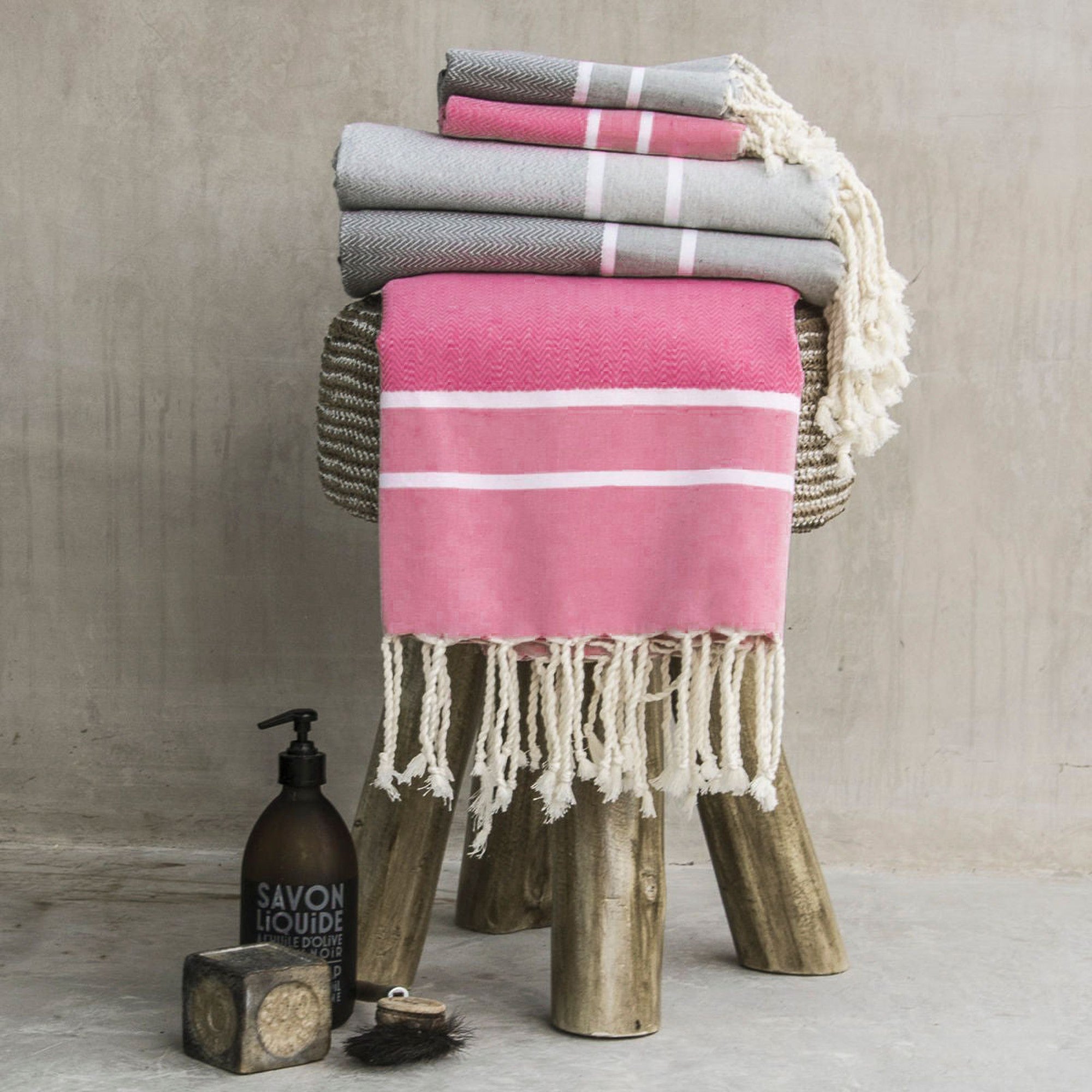 Stockholm - Foutas De Bain (1 Grande et 2 Petites) - Rose Malabar