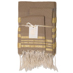 Hamptons - Foutas De Bain (1 Grande et 2 Petites) - Moka/Or