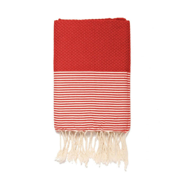 Ibiza - Fouta Nid D'Abeille - Écrevisse/Blanc