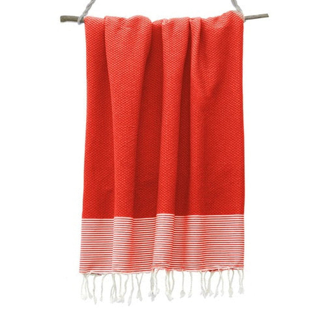 Ibiza - Fouta Nid D'Abeille - Écrevisse/Blanc