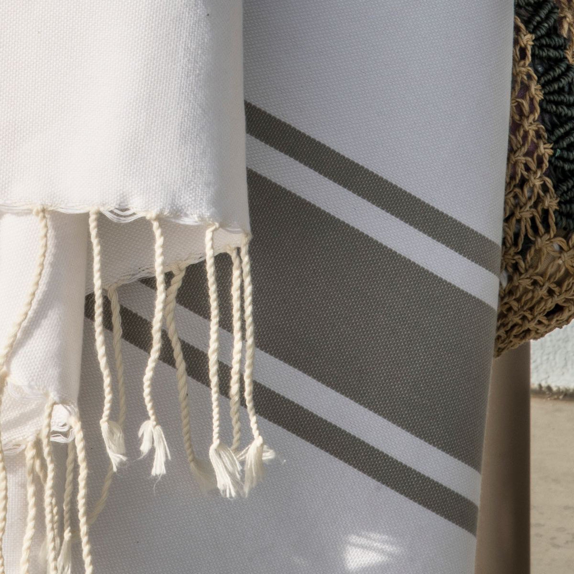 St Tropez - Fouta Blanche - Blanc/Gris Perle