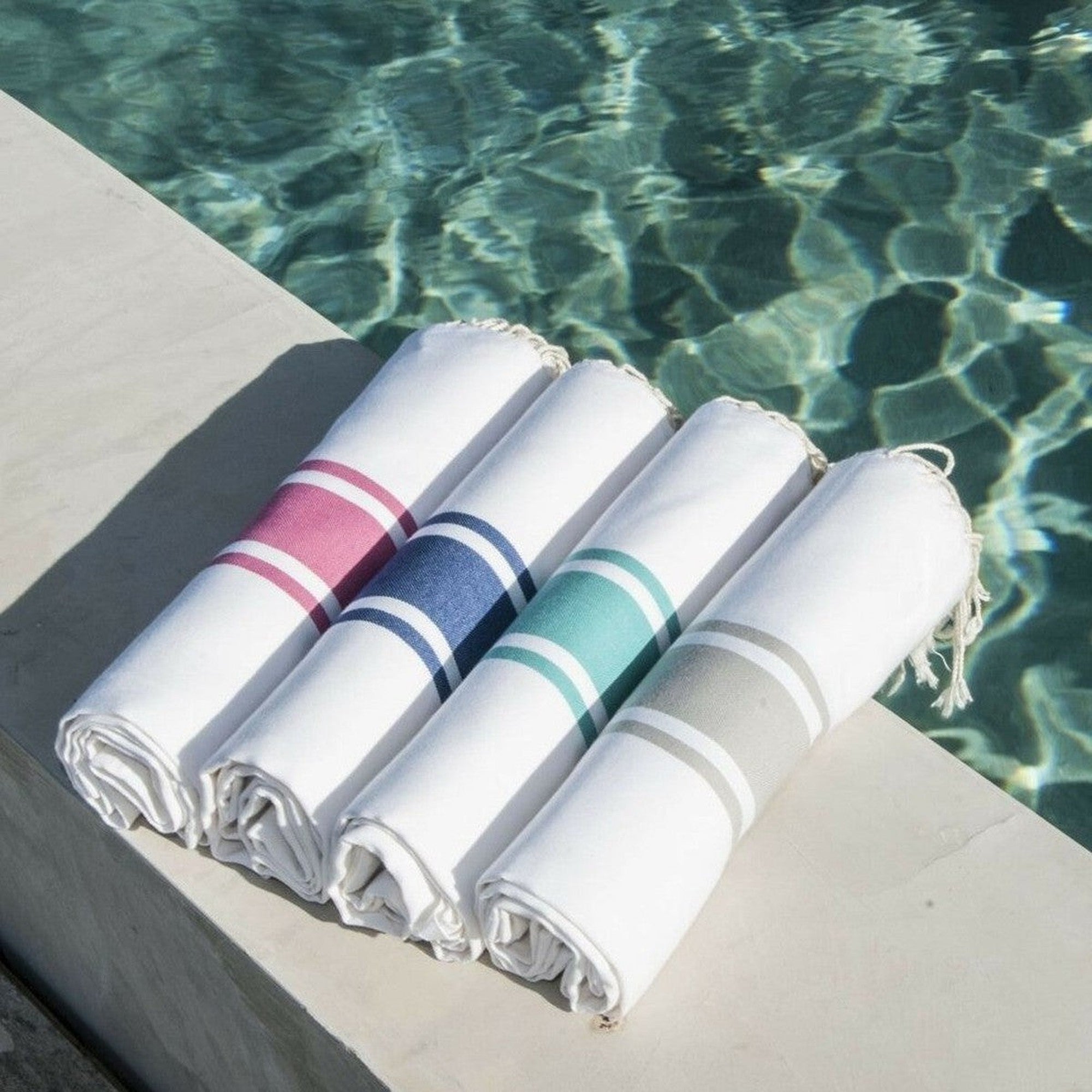 St Tropez - Fouta Blanche - Blanc/Gris Perle