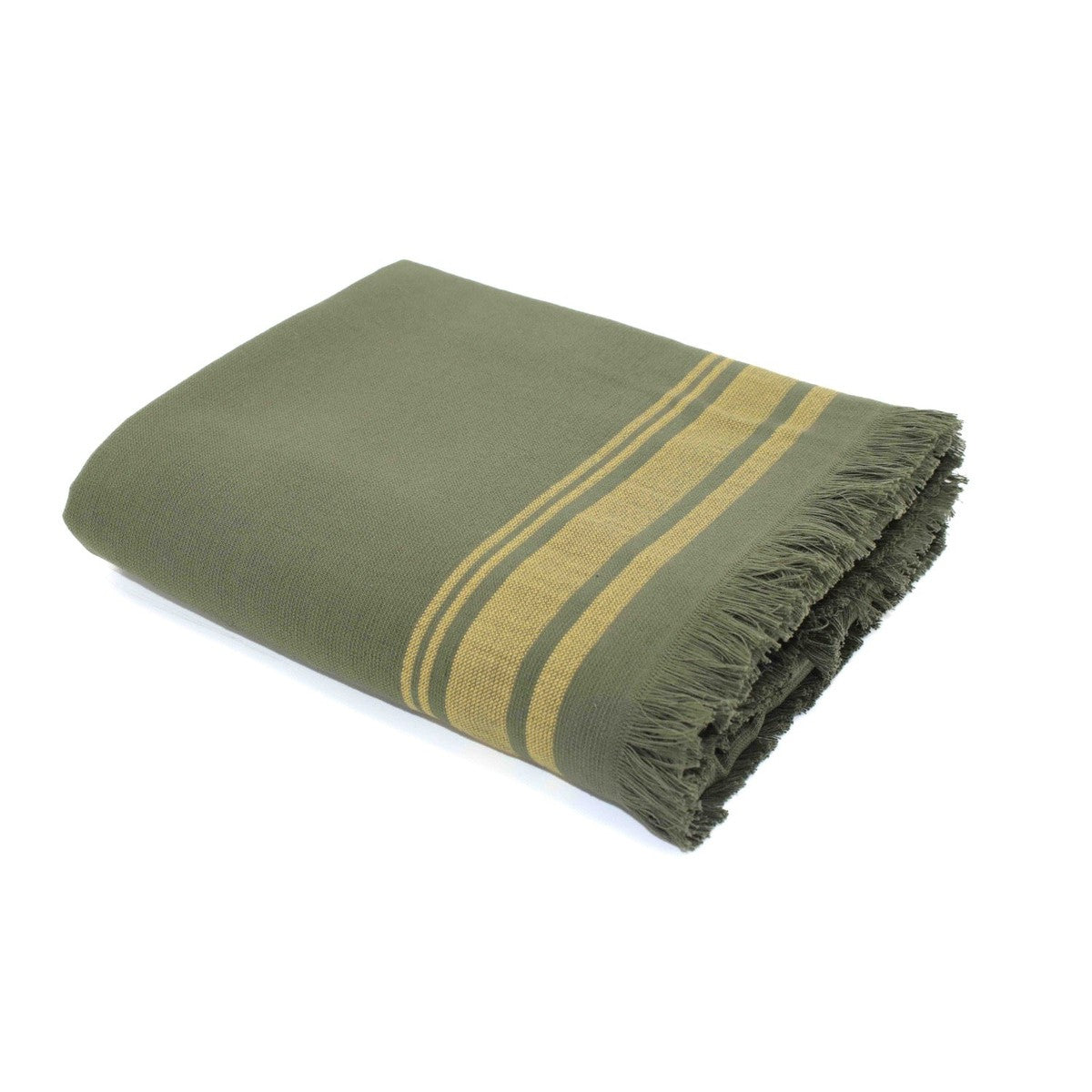 Faro - Fouta Éponge - Vert Kaki/Moutarde