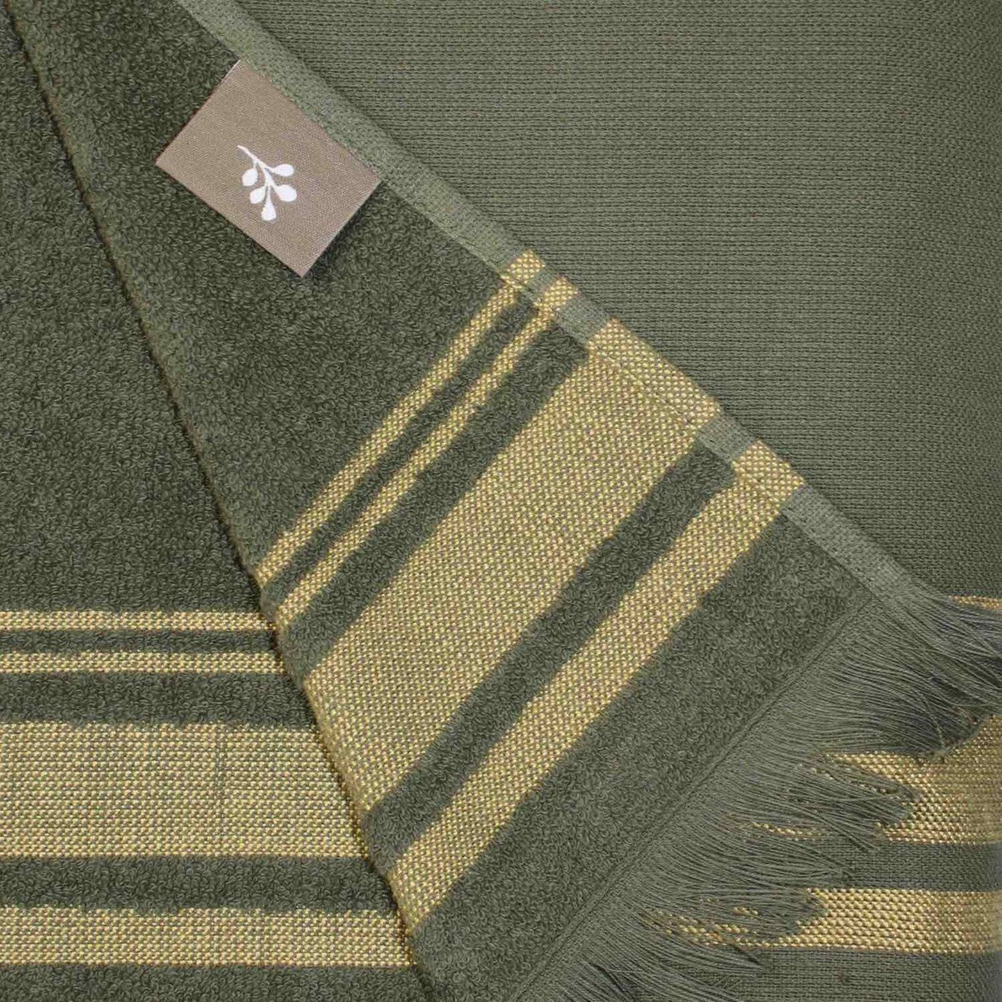 Faro - Fouta Éponge - Vert Kaki/Moutarde