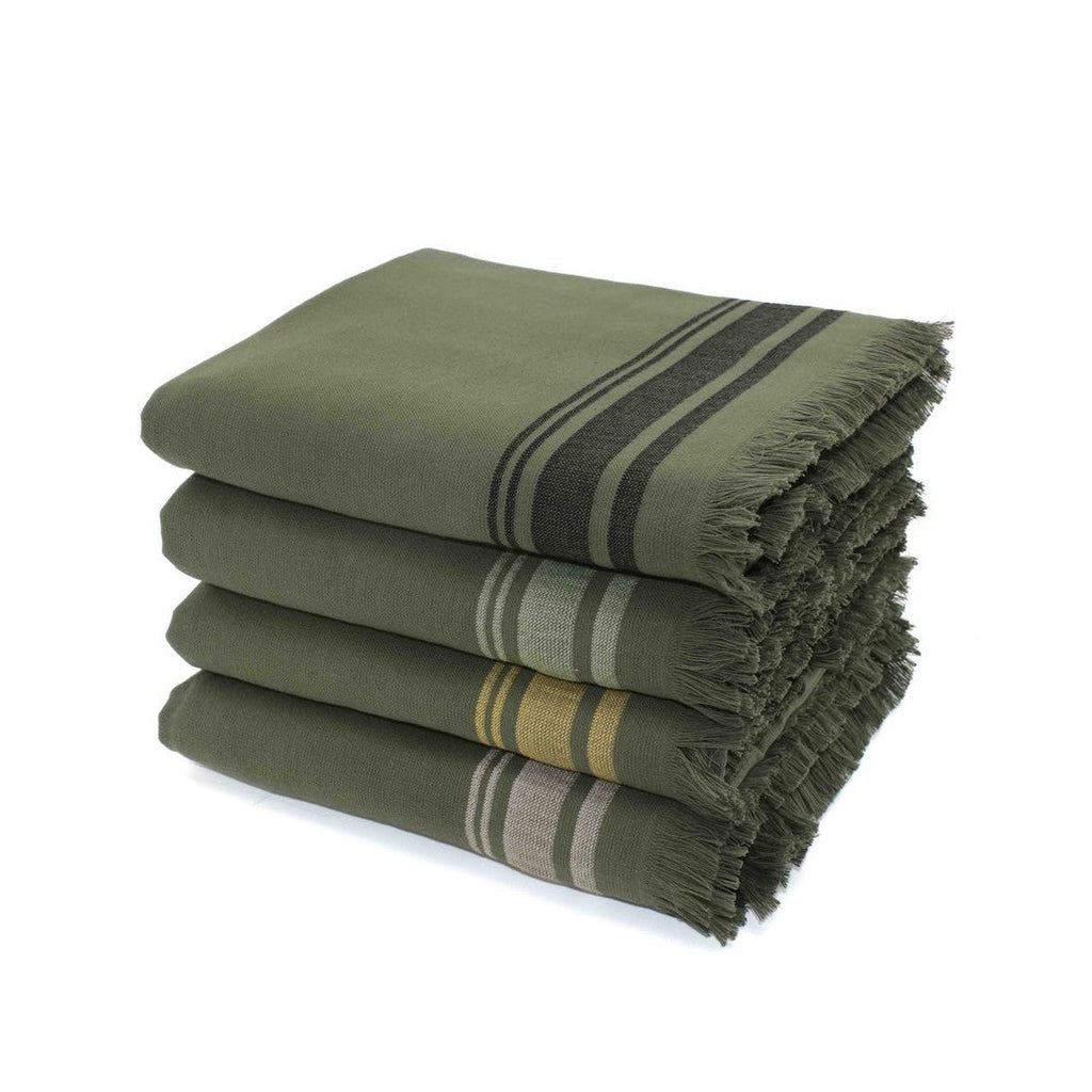 Faro - Fouta Éponge - Vert Kaki/Moutarde