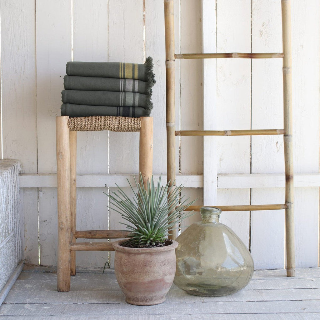 Faro - Fouta Éponge - Vert Kaki/Moutarde