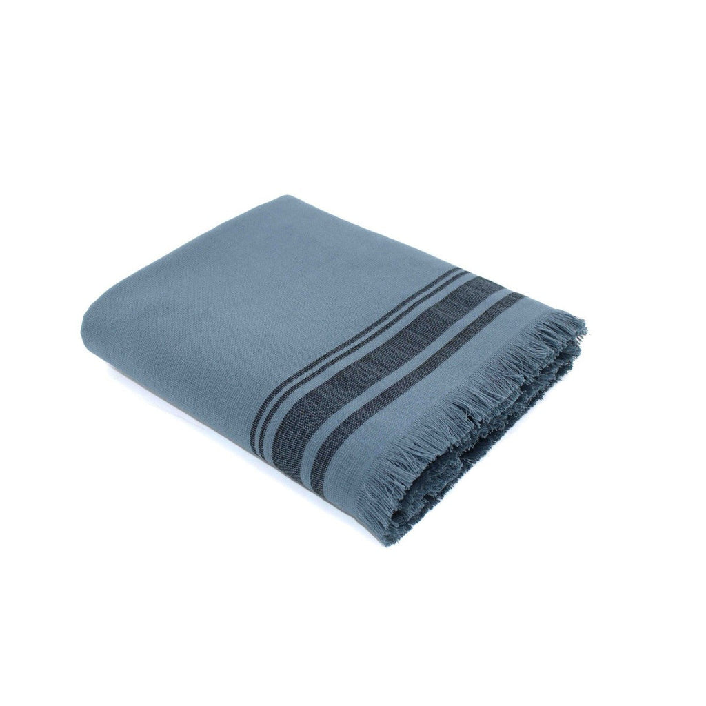 Faro - Fouta Éponge - Bleu Orage/Noir