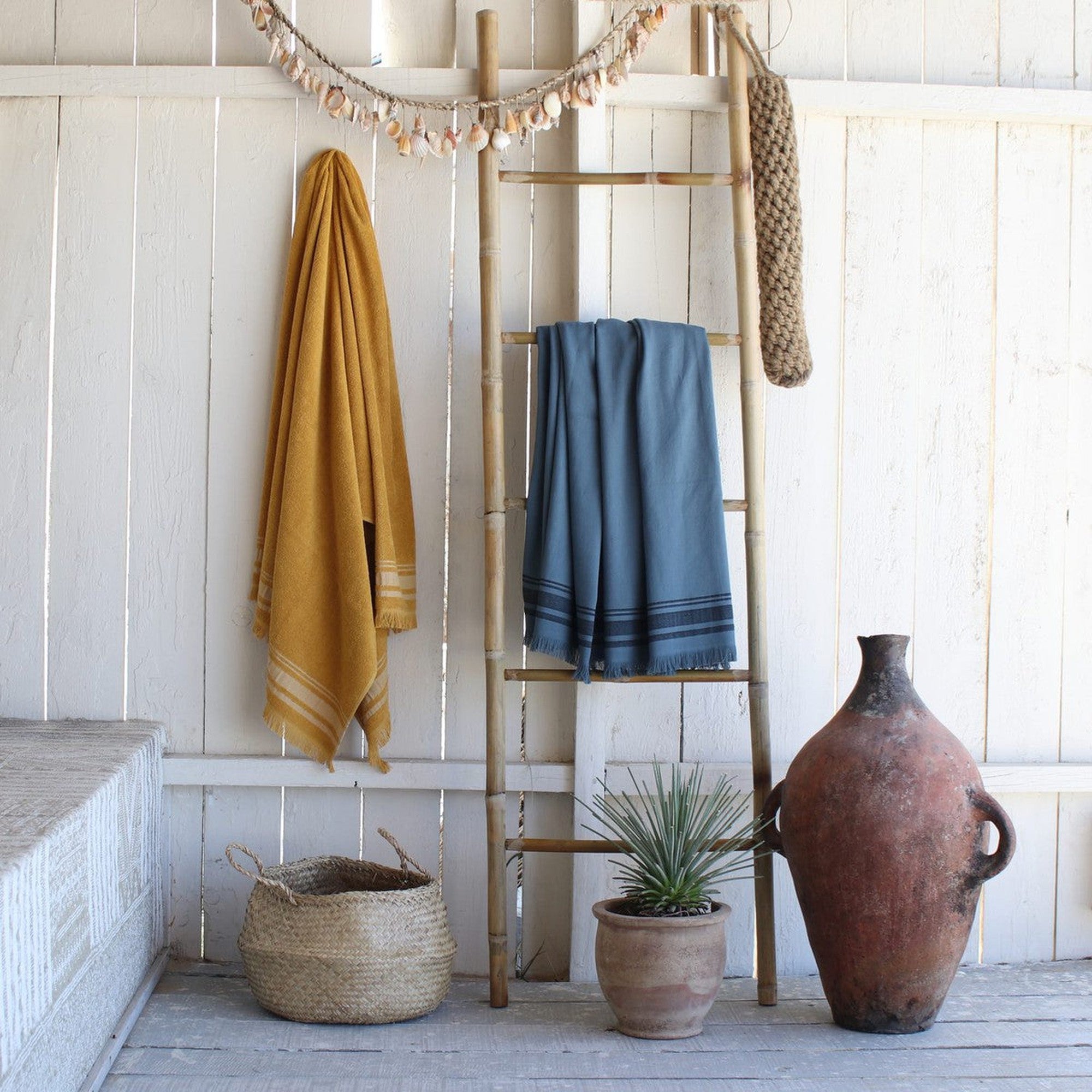 Faro - Fouta Éponge - Bleu Orage/Noir