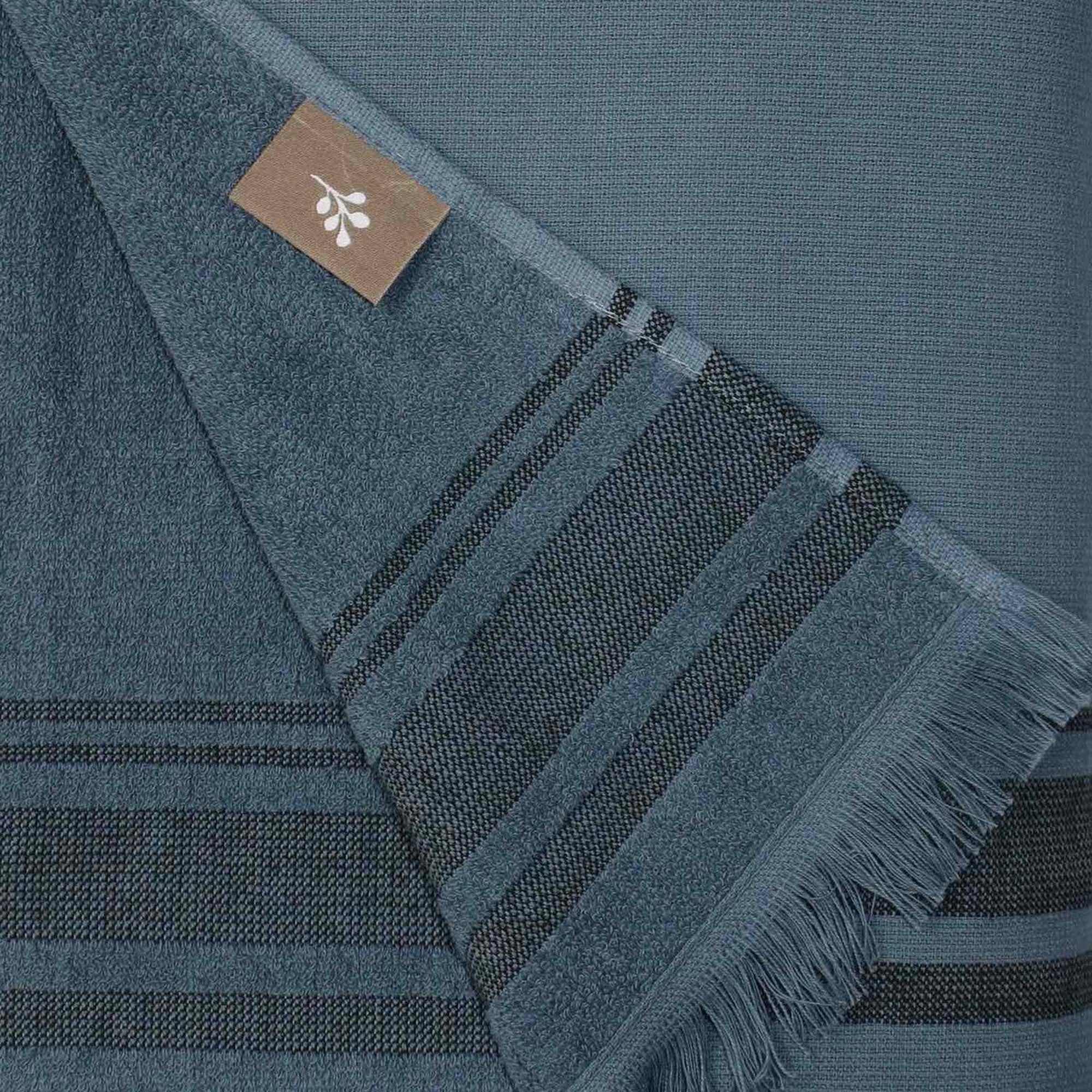 Faro - Fouta Éponge - Bleu Orage/Noir