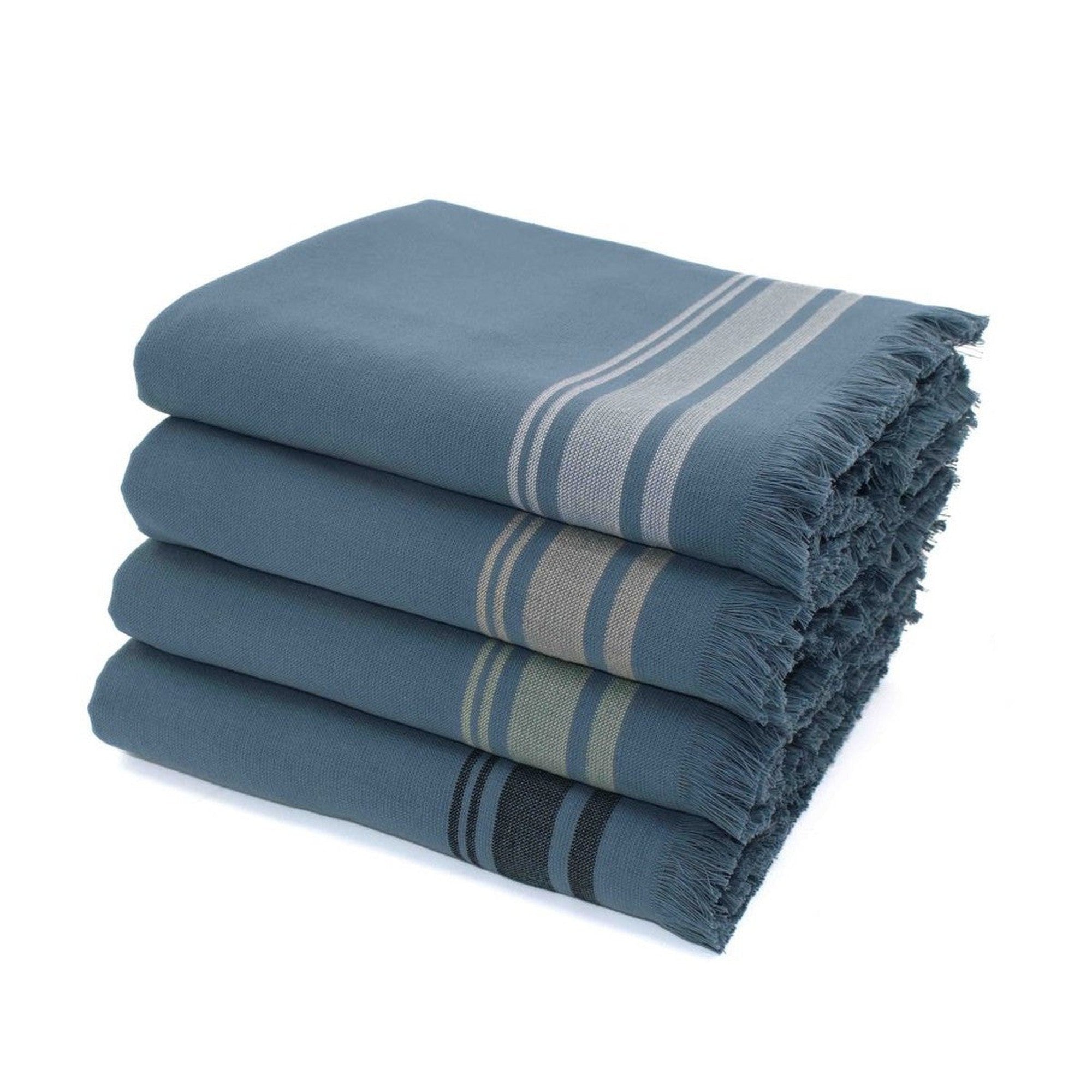 Faro - Fouta Éponge - Bleu Orage/Noir