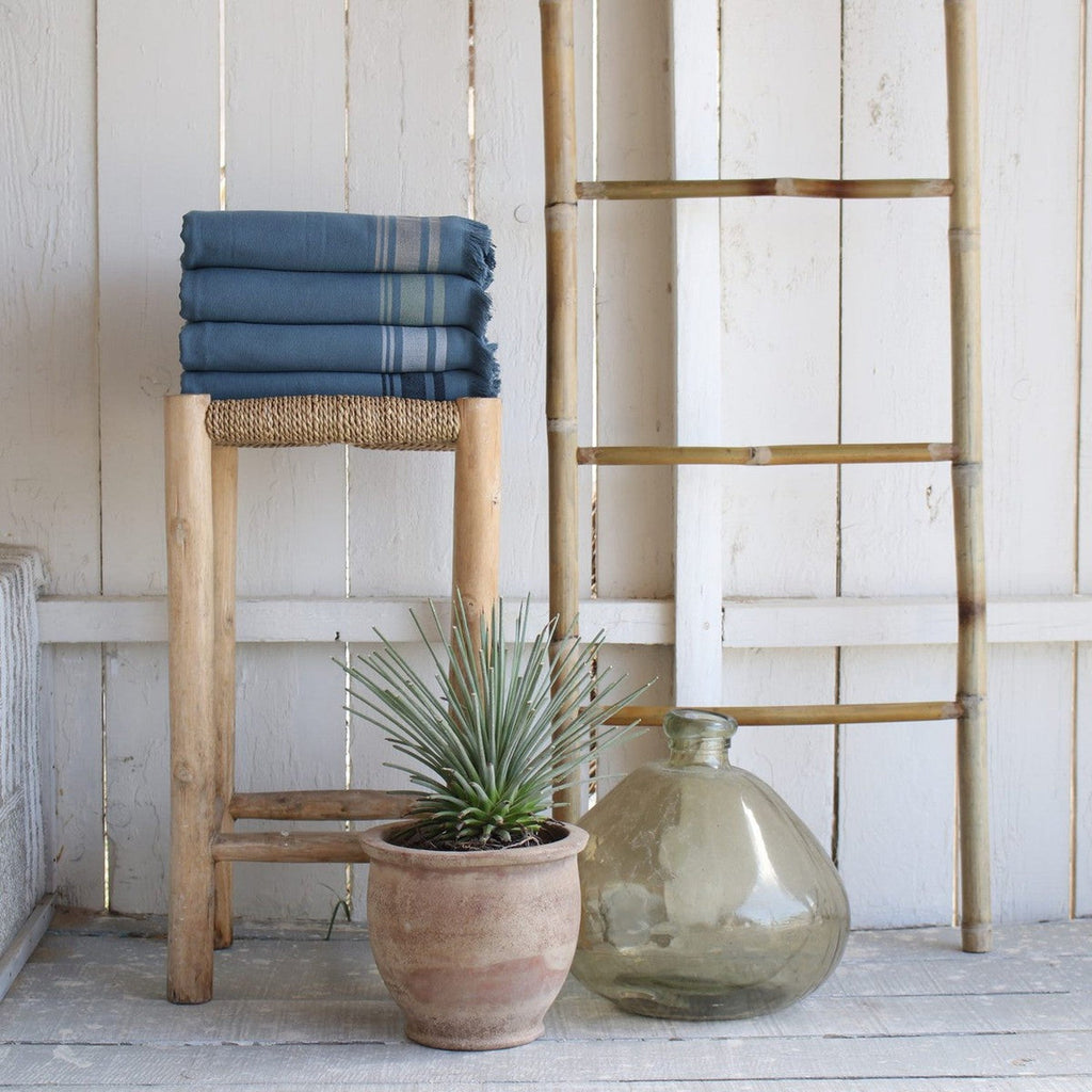Faro - Fouta Éponge - Bleu Orage/Noir