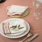 Mahdia - Lot De 4 Serviettes De Table - Blanc/Rouge Tomette