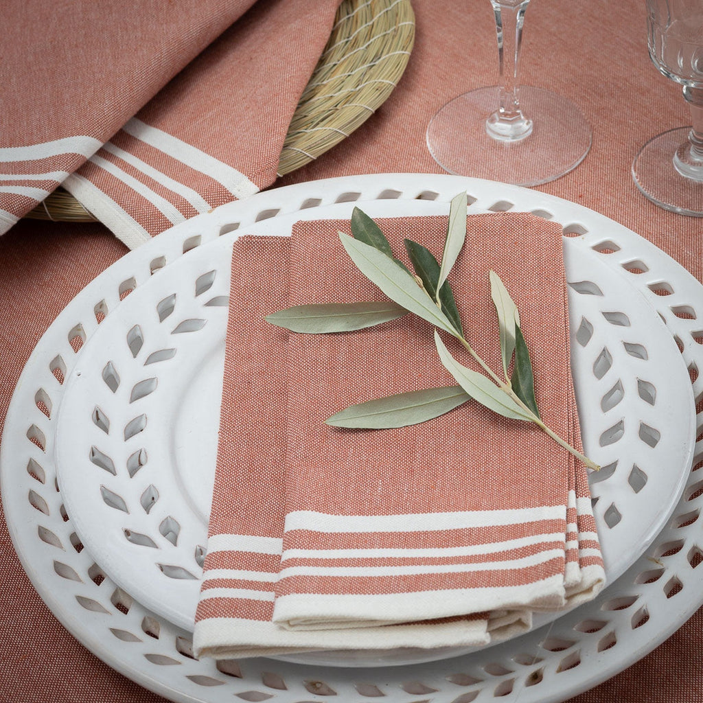 Mahdia - Lot De 4 Serviettes De Table - Rouge Tomette