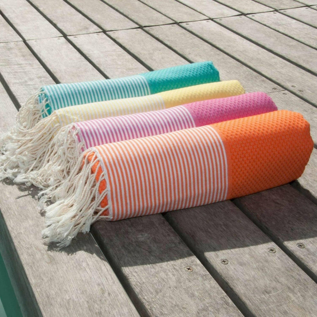 Ibiza - Fouta Nid D'Abeille - Orange Mandarine