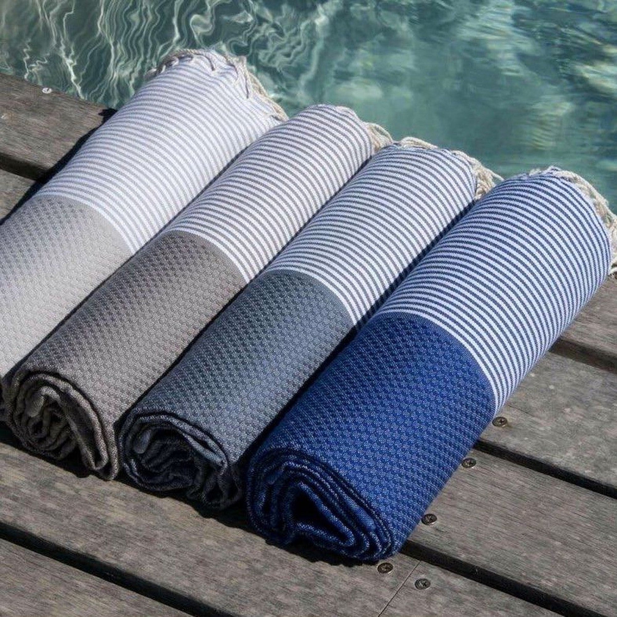 Ibiza - Fouta Nid D'Abeille - Bleu Grec