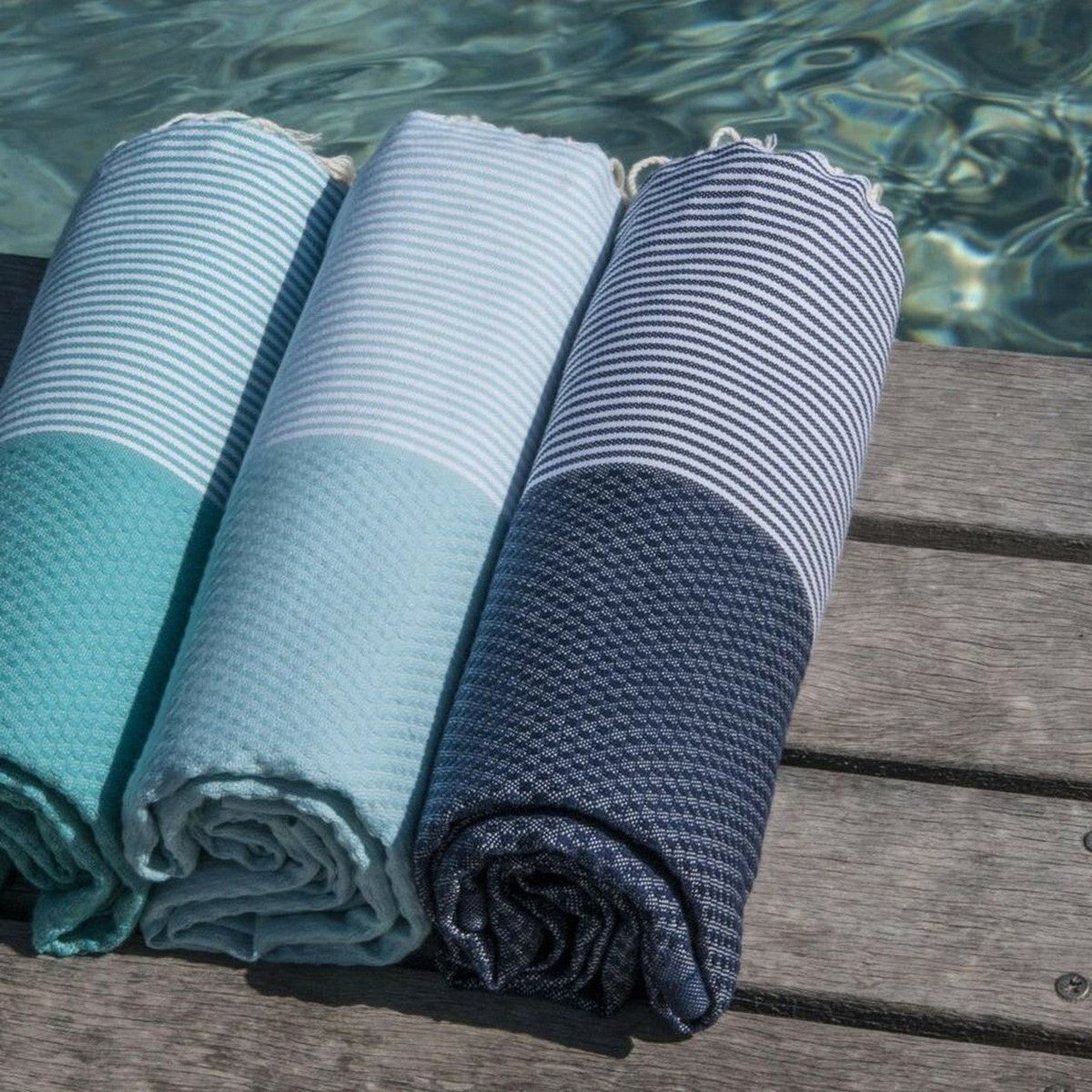 Ibiza - Fouta Nid D'Abeille - Bleu Jean