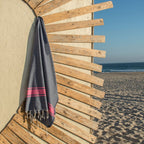 St Tropez - Fouta Bicolore - Bleu Jean/Rose Fuchsia