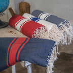 St Tropez - Fouta Bicolore - Bleu Jean/Rouge