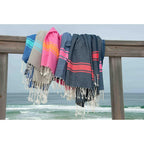 St Tropez - Fouta Bicolore - Bleu Jean/Rouge