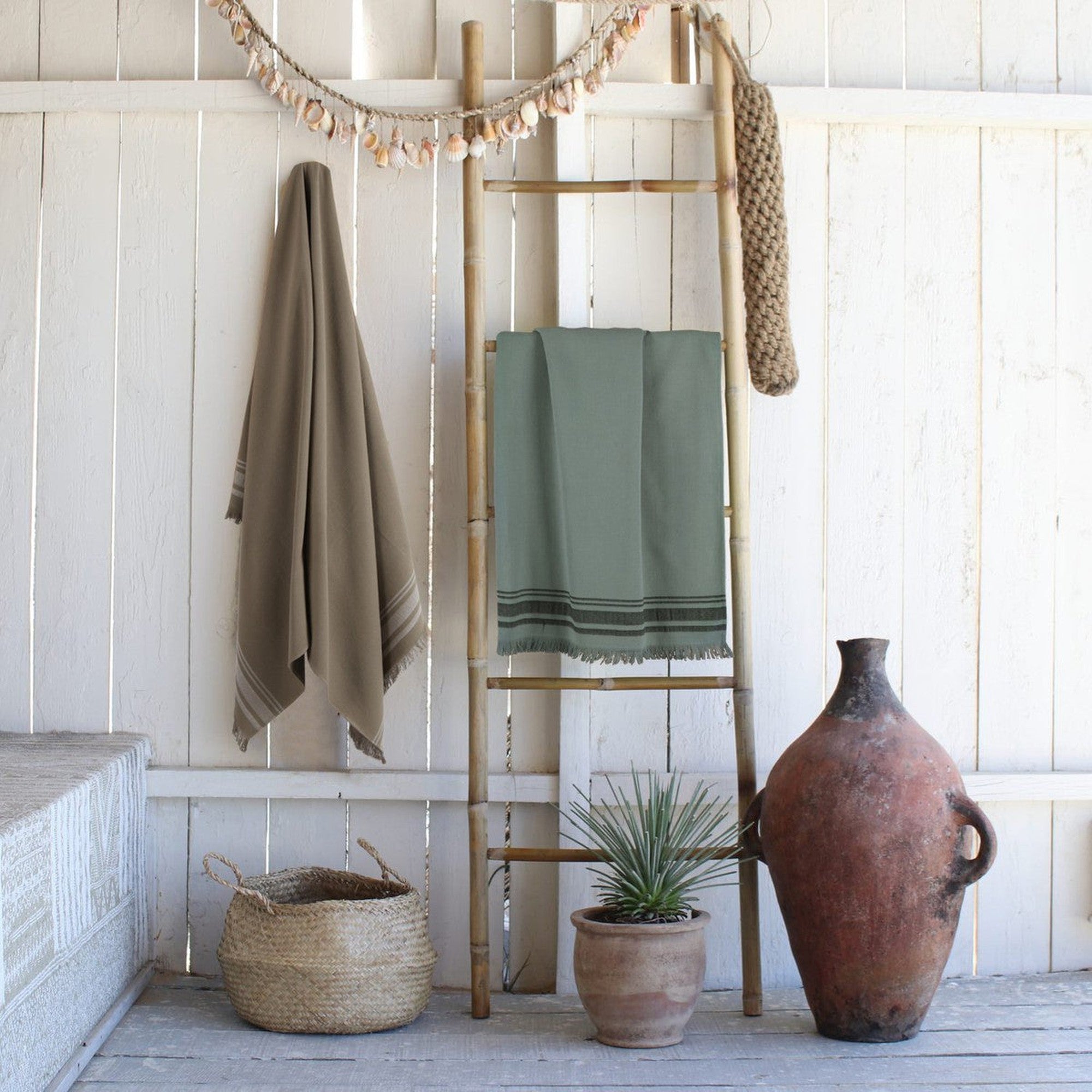 Faro - Fouta Éponge - Vert Lichen/Grège