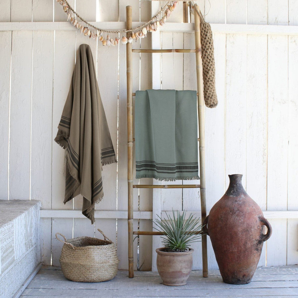 Faro - Fouta Éponge - Vert Lichen/Noir