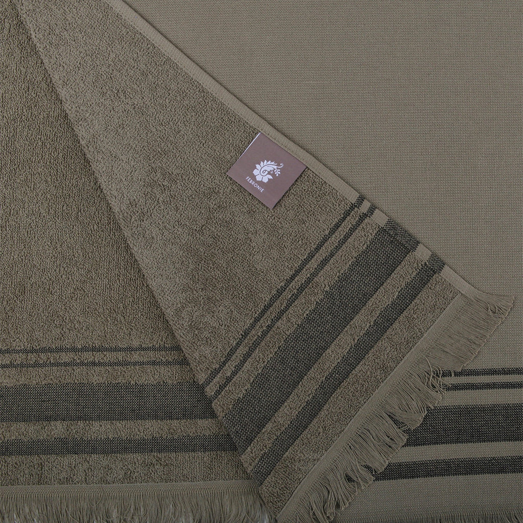 Faro - Fouta Éponge - Vert Lichen/Noir