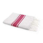 St Tropez - Fouta Blanche - Blanc/Rose Fuchsia