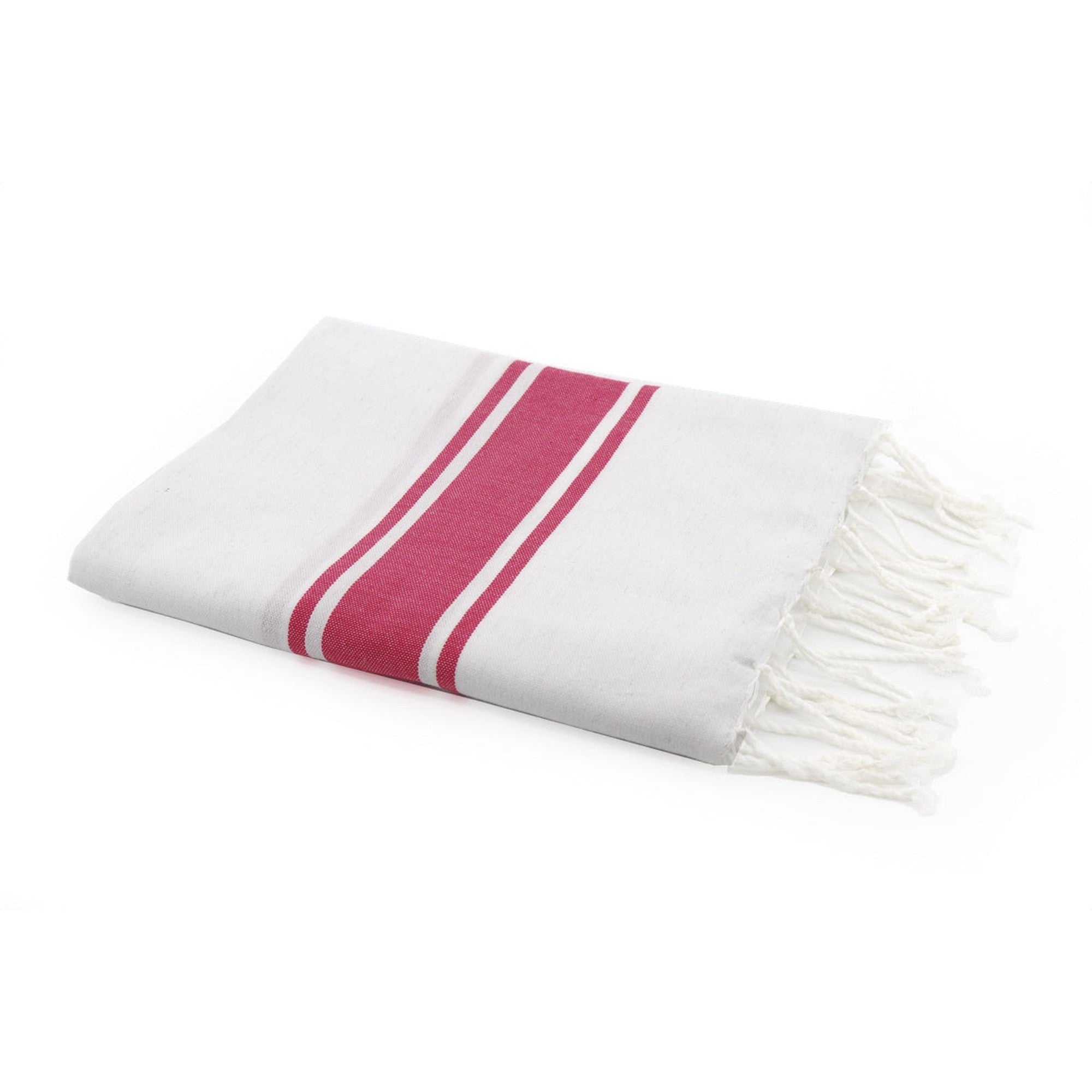 St Tropez - Fouta Blanche - Blanc/Rose Fuchsia