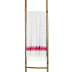 St Tropez - Fouta Blanche - Blanc/Rose Fuchsia