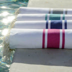 St Tropez - Fouta Blanche - Blanc/Rose Fuchsia